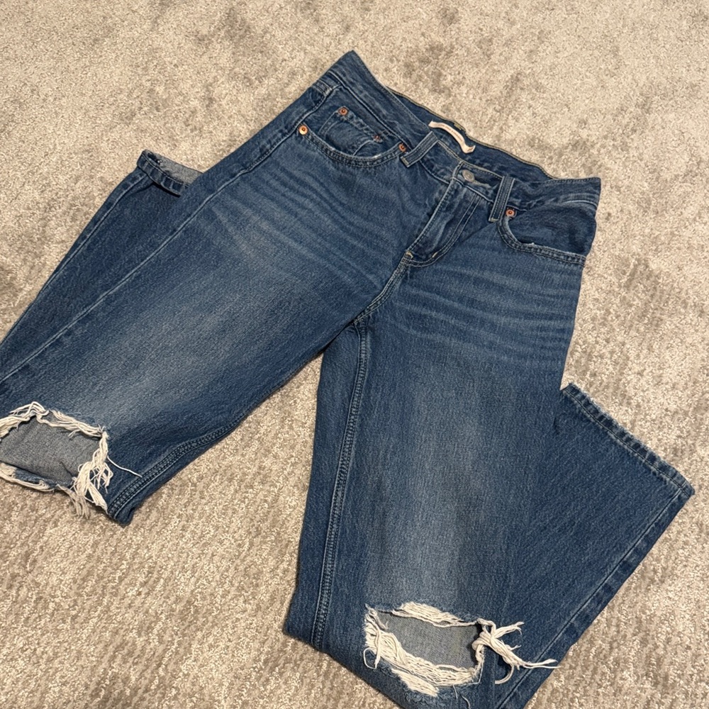Levi's Classic Blue Ripped Boyfriend Jeans